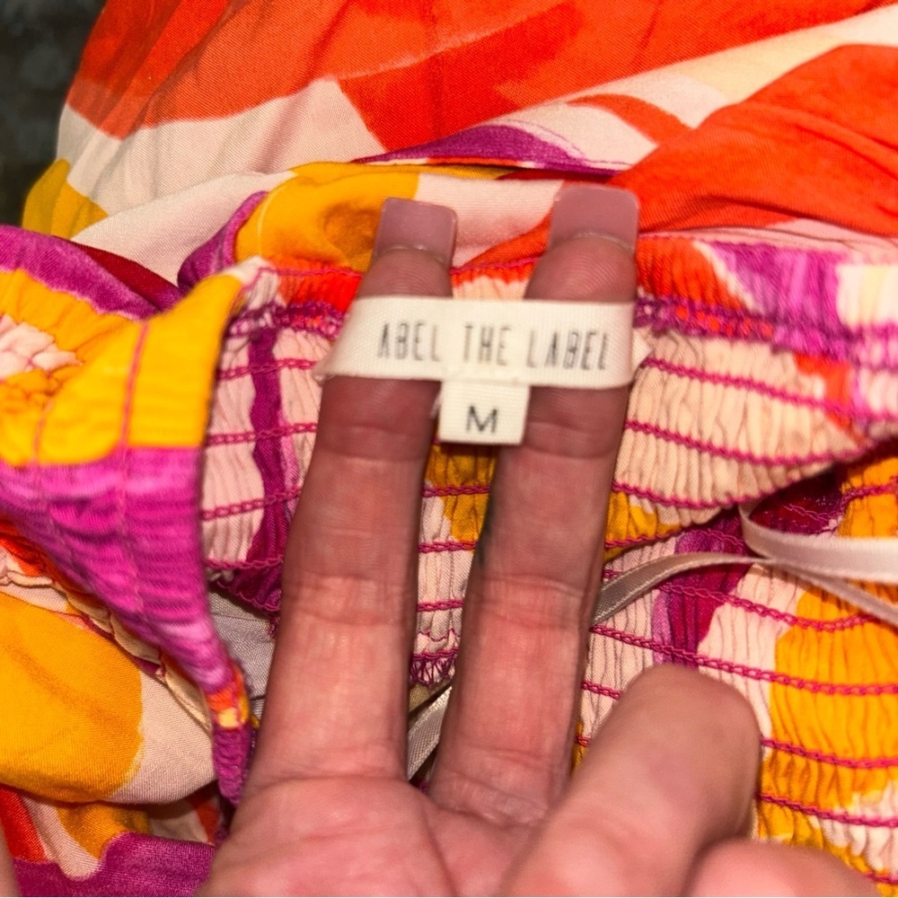 Abel the label anthropologie  Halter Maxi Dress in Pink, Yellow & White - Picture 4 of 4